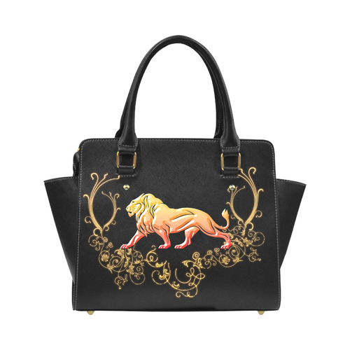 Awesome lion in gold and black Classic Shoulder Handbag (Model 1653)