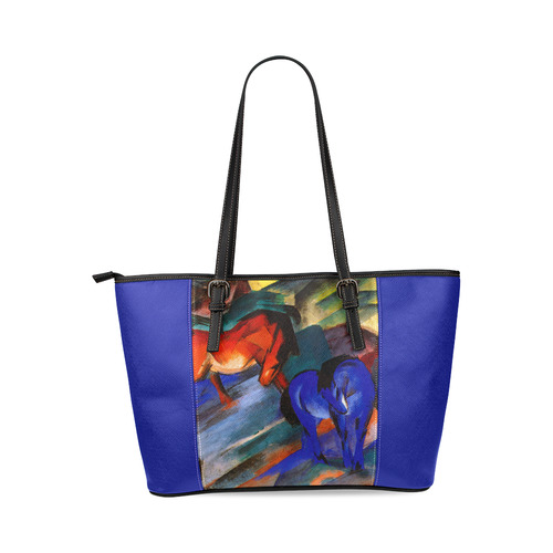 Red and Blue Horse by Franz Marc Leather Tote Bag/Small (Model 1640)