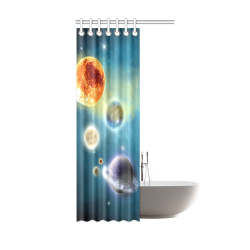 Space scenario with  meteorite sun and planets Shower Curtain 36"x72"