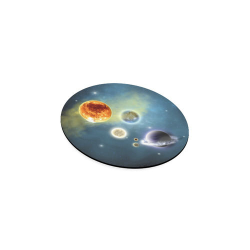Space scenario with  meteorite sun and planets Round Coaster