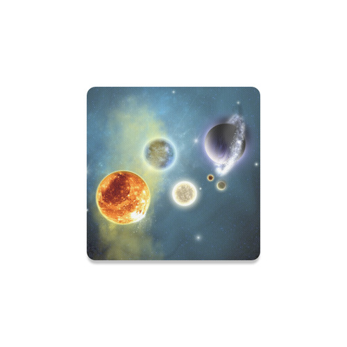 Space scenario with  meteorite sun and planets Square Coaster