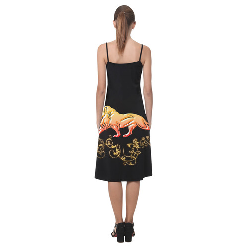Awesome lion in gold and black Alcestis Slip Dress (Model D05)