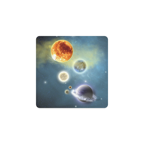 Space scenario with  meteorite sun and planets Square Coaster