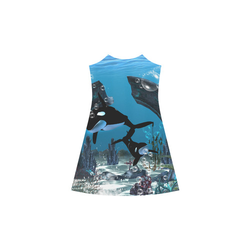 Amazing orcas , underwater world Alcestis Slip Dress (Model D05)