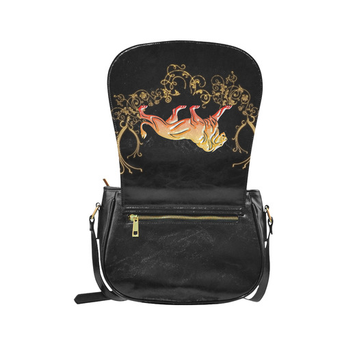 Awesome lion in gold and black Classic Saddle Bag/Small (Model 1648)