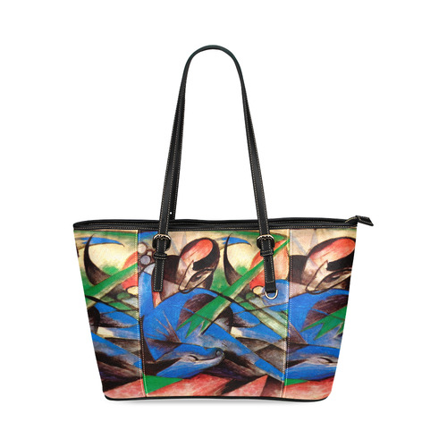 Dreaming Horse by Franz Marc Leather Tote Bag/Small (Model 1640)