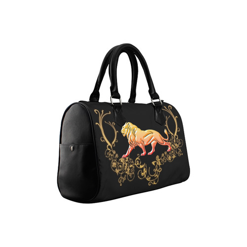 Awesome lion in gold and black Boston Handbag (Model 1621)