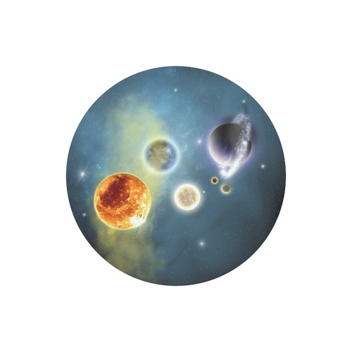 Space scenario with  meteorite sun and planets Round Mousepad
