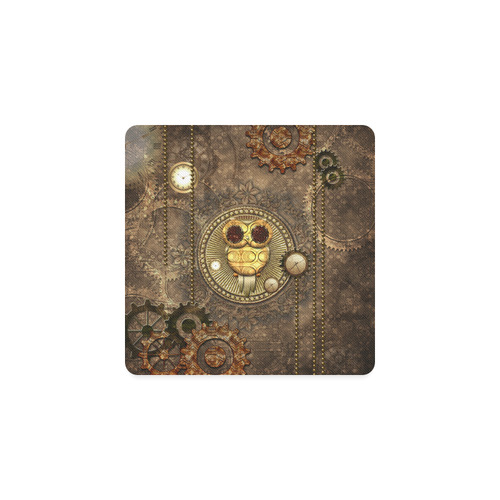 Steampunk, wonderful owl,clocks and gears Square Coaster