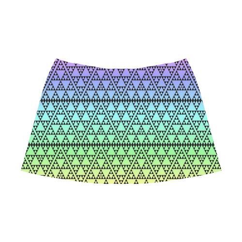 triangles in triangles pattern blk rainbow Mnemosyne Women's Crepe Skirt (Model D16)