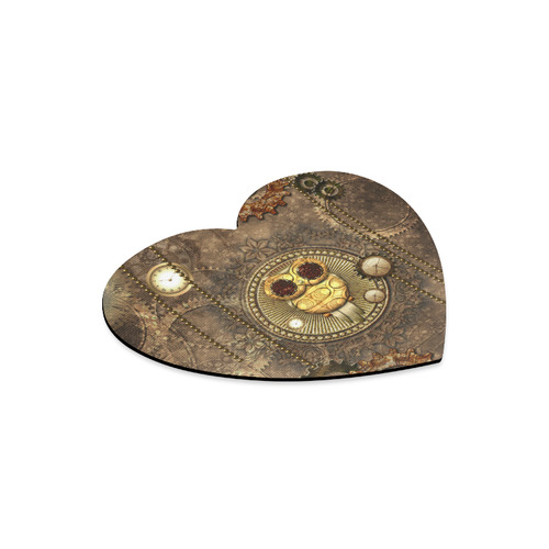 Steampunk, wonderful owl,clocks and gears Heart-shaped Mousepad
