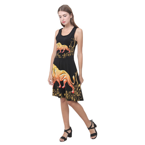 Awesome lion in gold and black Atalanta Casual Sundress(Model D04)