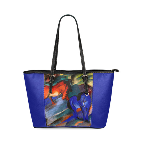 Red and Blue Horse by Franz Marc Leather Tote Bag/Small (Model 1640)