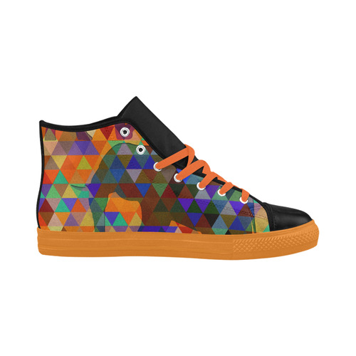 Modern Triangle Pattern Elephants Aquila High Top Microfiber Leather Women's Shoes (Model 032)