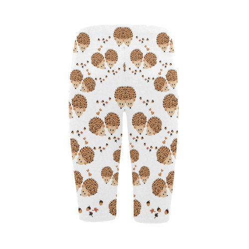 Hedgehogs in autumn Hestia Cropped Leggings (Model L03)