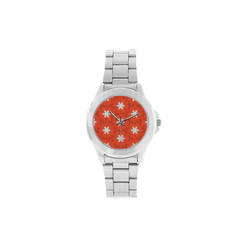 white star on red Unisex Stainless Steel Watch(Model 103)