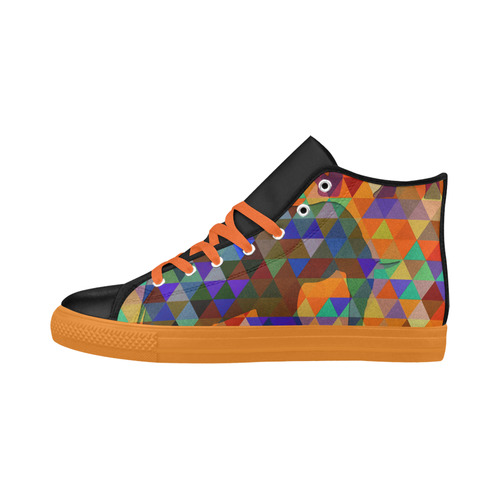 Modern Triangle Pattern Elephants Aquila High Top Microfiber Leather Women's Shoes (Model 032)