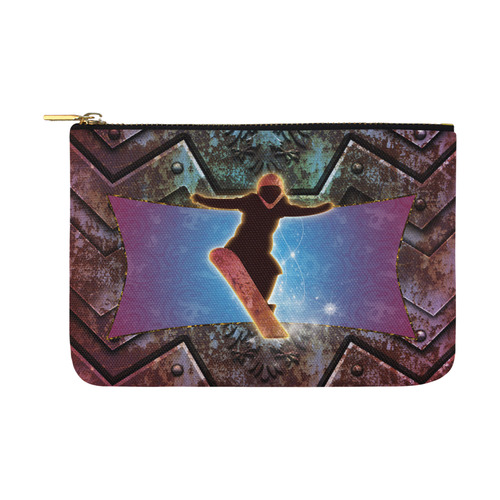 Snowboarding on steampunk background Carry-All Pouch 12.5''x8.5''