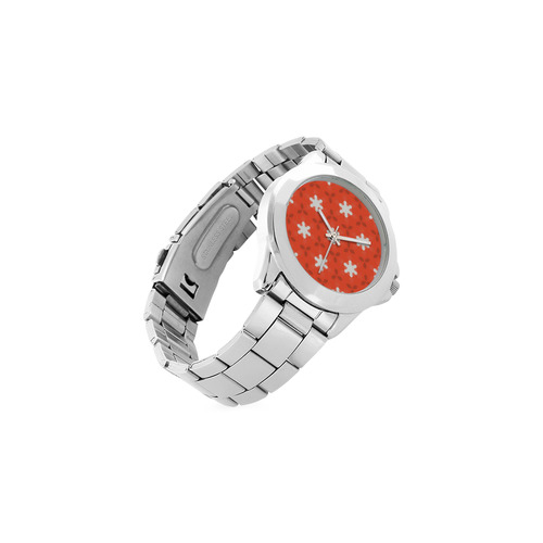 white star on red Unisex Stainless Steel Watch(Model 103)