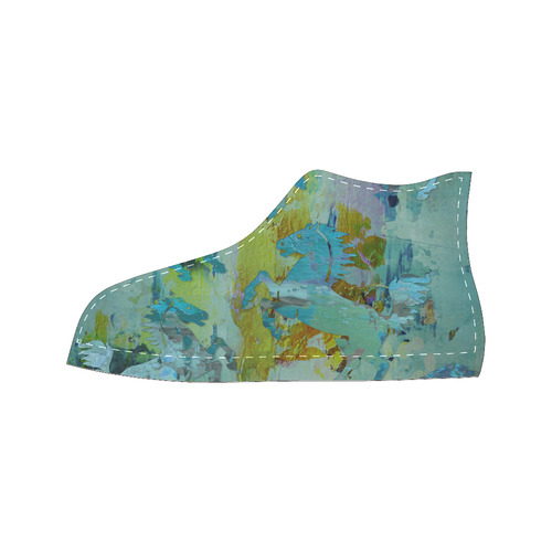 Rearing Horses grunge style painting High Top Canvas Women's Shoes/Large Size (Model 017)