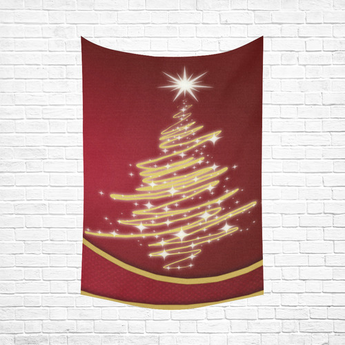 christmas tree red Cotton Linen Wall Tapestry 60"x 90"