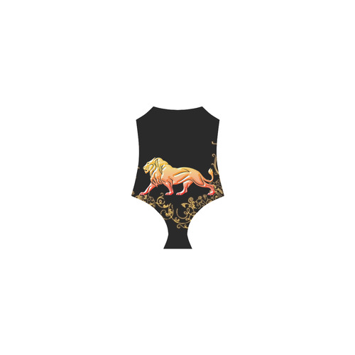 Awesome lion in gold and black Strap Swimsuit ( Model S05)