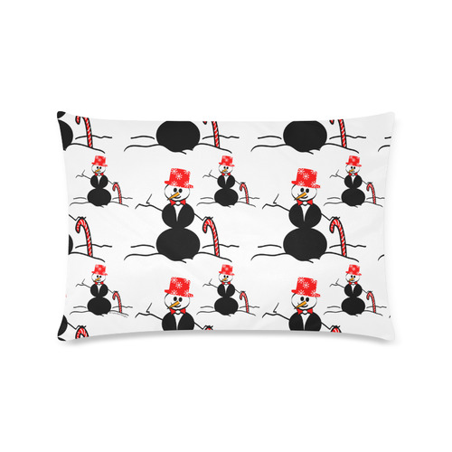 Snowman with Top Hat and Candy Cane Custom Rectangle Pillow Case 16"x24" (one side)