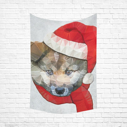 christmas santa dog Cotton Linen Wall Tapestry 60"x 90"