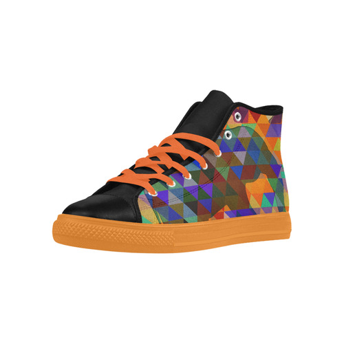 Modern Triangle Pattern Elephants Aquila High Top Microfiber Leather Women's Shoes (Model 032)