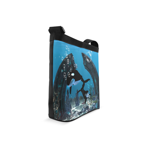 Amazing orcas , underwater world Crossbody Bags (Model 1613)