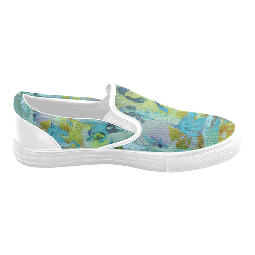 Rearing Horses grunge style painting Men's Slip-on Canvas Shoes (Model 019)