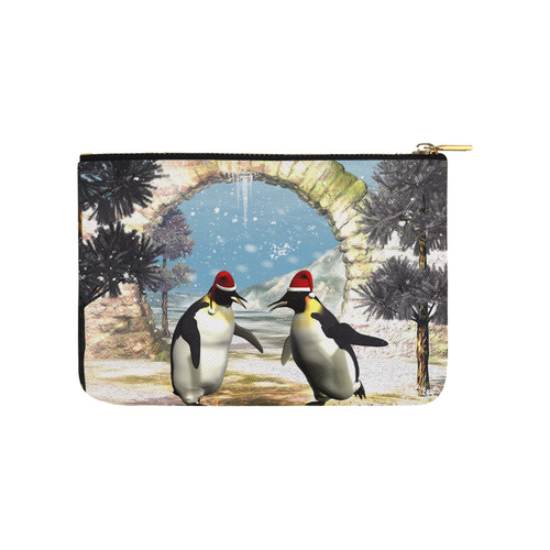 Funny penguins with christmas hat Carry-All Pouch 9.5''x6''