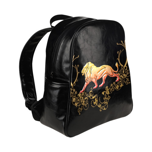Awesome lion in gold and black Multi-Pockets Backpack (Model 1636)
