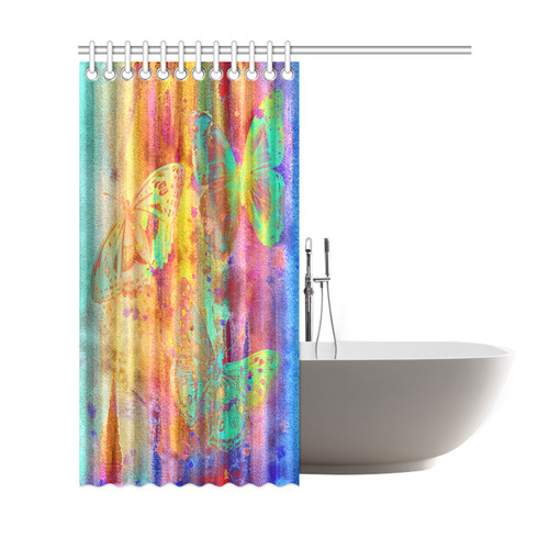 Colorful Butterflies Q Shower Curtain 69"x72"