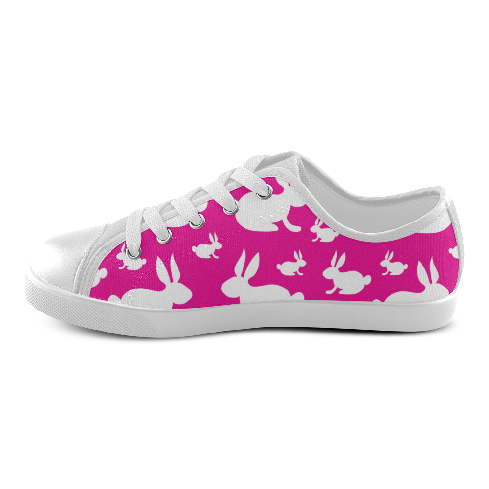 Pink Bunny Rabbit Pattern Canvas Kid's Shoes (Model 016) ID D1038984