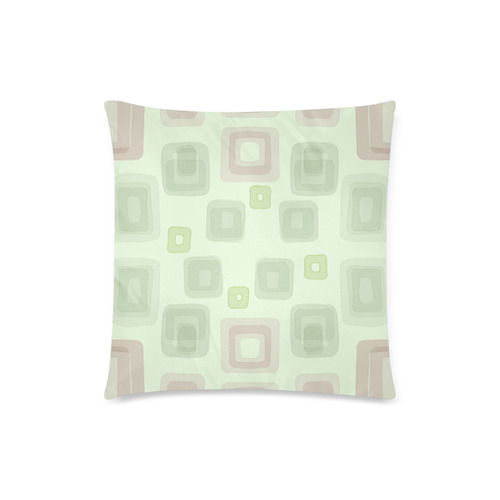 Green and Pink squares, back to 70's Custom Zippered Pillow Case 18"x18"(Twin Sides)