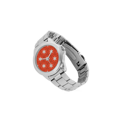 white star on red Unisex Stainless Steel Watch(Model 103)