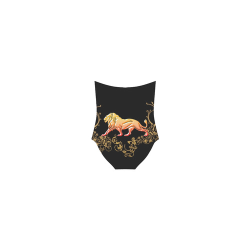 Awesome lion in gold and black Strap Swimsuit ( Model S05)