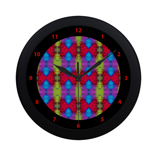 Colorful Painting Goa Pattern  watch circular number colorful hand 3 Circular Plastic Wall clock