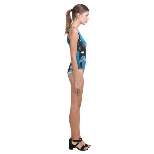 Amazing orcas , underwater world Vest One Piece Swimsuit (Model S04)