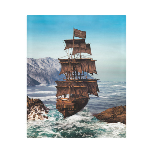 A pirate ship sails through the coastal Duvet Cover 86"x70" ( All-over-print)