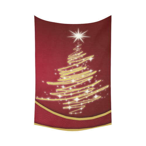 christmas tree red Cotton Linen Wall Tapestry 60"x 90"