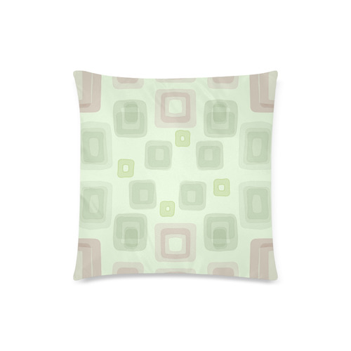 Green and Pink squares, back to 70's Custom Zippered Pillow Case 18"x18"(Twin Sides)