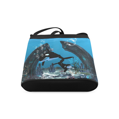 Amazing orcas , underwater world Crossbody Bags (Model 1613)