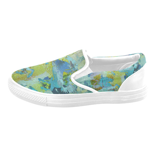 Rearing Horses grunge style painting Men's Slip-on Canvas Shoes (Model 019)