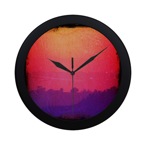 Orange Pink Purple Sunset Circular Plastic Wall clock