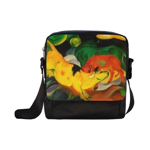 Red Yellow Green Cows by Franz Marc Crossbody Nylon Bags (Model 1633)