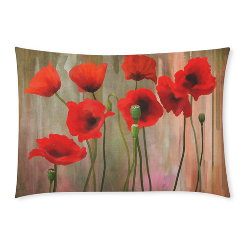 Poppies Custom Rectangle Pillow Case 20x30 (One Side)