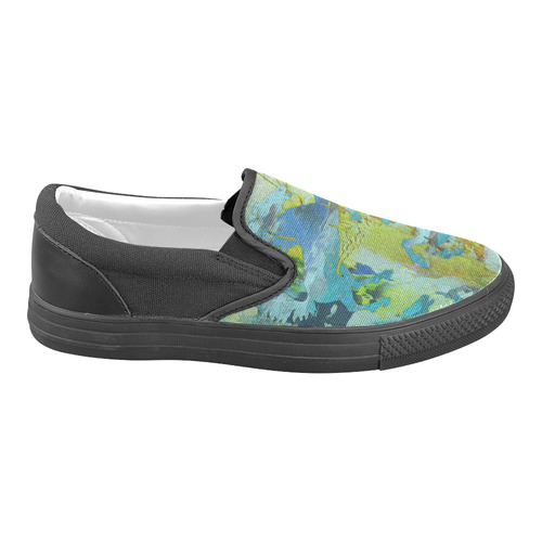 Rearing Horses grunge style painting Slip-on Canvas Shoes for Men/Large Size (Model 019)