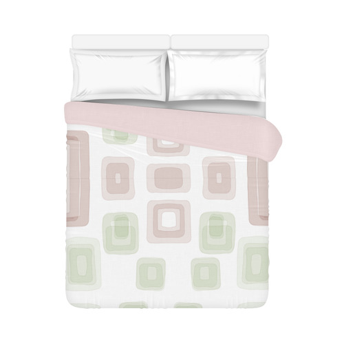 Green and Pink pastel squares, back to 70's Duvet Cover 86"x70" ( All-over-print)